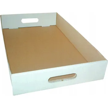 Jednorázové nádobí 50 ks Kartonová TÁC pro koblihy, koláče, 400x300x100 bílá