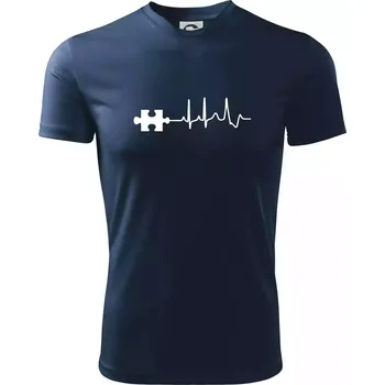 Pánské tričko EKG puzzle rozpojené - Pánské triko Fantasy sportovní (dresovina) - L ( Námořní modrá (velmi tmavá - téměř černá) )