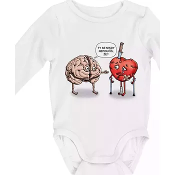 Kojenecké oblečení Mozek a srdce - poučení (Hana-creative) - Body kojenecké s dlouhým rukávem - Dlouhý r. do 3 měs ( Bílá )