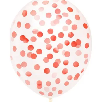 Balónek Balónky průhledné s červeným konfetti 30cm 3ks