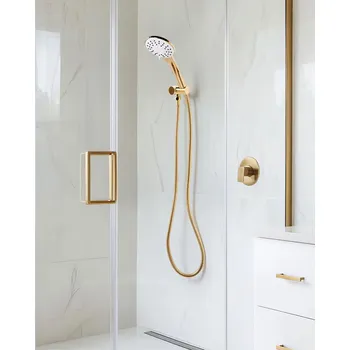 Sprchová hlavice Sprchová hlavice s hadicí zlatá kov 4 režimy proudu vody moderní styl doplňky koupelna Beliani