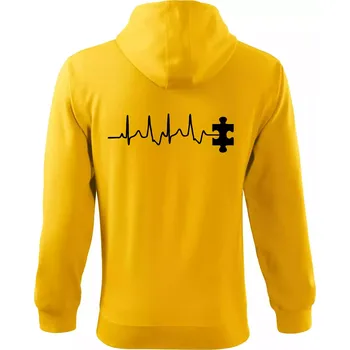 Pánská mikina EKG puzzle rozpojené - Mikina s kapucí na zip trendy zipper - S ( Žlutá )