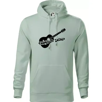 Pánská mikina Kytara, takhle to všechno začalo - Mikina pánská Cape s kapucí - 5XL ( Sage )