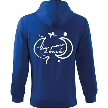 Pánská mikina The moon and back - Mikina s kapucí na zip trendy zipper - M ( Královská modrá )
