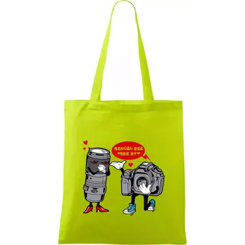 Nemůžu bez tebe být foto - Taška bavlněná - 42 x 38 cm ( Limetková )