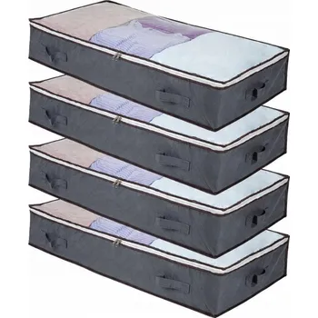 Úložný box 4 KS VELKÝ ORGANIZÉR ÚLOŽNÝ BOX POD POSTEL Na POVLEČENÍ, PEŘINY, HRAČKY