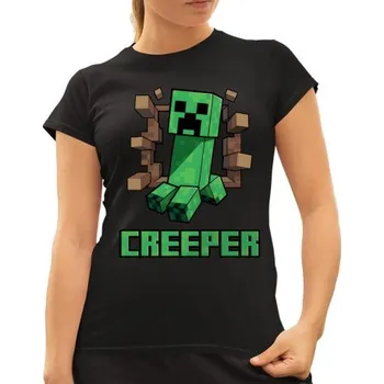 Žertovný předmět Creeper - dámské tričko s potiskem pro fanoušky hry Minecraft- Tričkový.cz