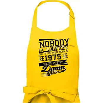 Kuchyňská zástěra Nobody is perfect - 1975 - Pánská zástěra na vaření - Univerzální velikost ( Žlutá )