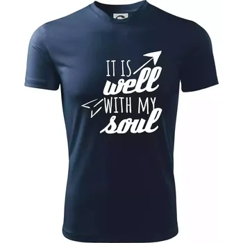It is well with my soul - Dětské triko sportovní (dresovina) - 146 cm/10 let ( Námořní modrá (velmi tmavá - téměř černá) )