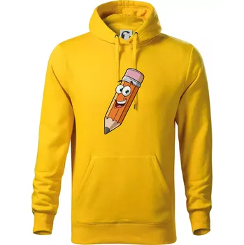 Pánská mikina Parové triko - Tužka a guma - Mikina pánská Cape s kapucí - 4XL ( Žlutá )