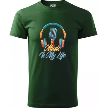 Music is my life sluchátka - Triko extra velké (5-8XL) - 8XL ( Lahvově zelená )