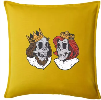 Polštář King and Queen lebky - Polštář 50x50 - 50x50 - Pouze potah ( Žlutá )