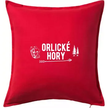 Polštář Orlické hory nápis - Polštář 50x50 - 50x50 - Pouze potah ( Červená )