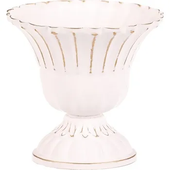 Kalich kovový - aranžovací, vlnitý, barva bílá