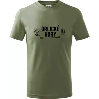 Orlické hory nápis - Tričko dětské bavlněné - 158 cm/12 let ( Khaki )