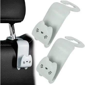 Věšák 2x HÁČEK VĚŠÁK DO AUTA NA OPĚRKU HLAVY SEDADLA - KOČKA - NA TAŠKU NÁKUPY