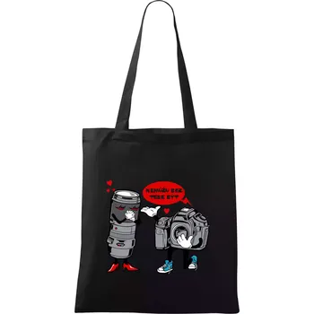 Nemůžu bez tebe být foto - Taška bavlněná - 42 x 38 cm ( Černá )