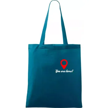 You are here - Taška bavlněná - 42 x 38 cm ( Petrolejová )