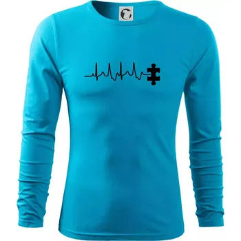 Pánské tričko EKG puzzle rozpojené - Triko s dlouhým rukávem FIT-T long sleeve - 2XL ( Světlý tyrkys )