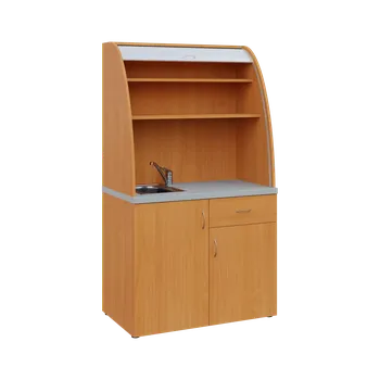 Nerezový dřez KUCH - ROUND 01 kuchyňka, (dřez + baterie) s roletou, 1800x1000x600 mm, buk royal