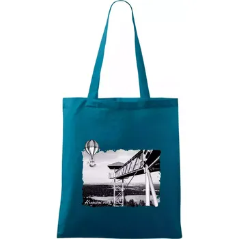 Retro Hraniční vrch - Taška bavlněná - 42 x 38 cm ( Petrolejová )