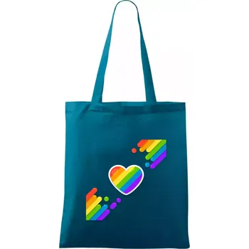 Srdce uhlopříčně - Taška bavlněná - 42 x 38 cm ( Petrolejová )