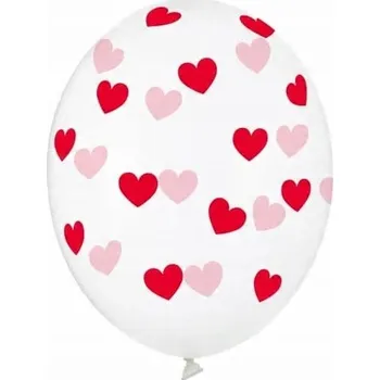 Balónek Balónky průhledné červené srdíčka 30 cm 3 ks