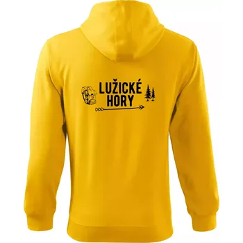 Pánská mikina Lužické hory nápis - Mikina s kapucí na zip trendy zipper - S ( Žlutá )