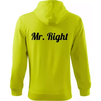 Pánská mikina Mr Right - Mikina s kapucí na zip trendy zipper - M ( Limetková )