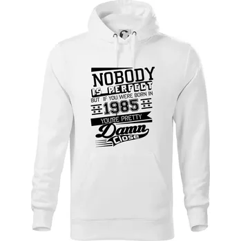 Pánská mikina Nobody is perfect - 1985 - Mikina pánská Cape s kapucí - 5XL ( Bílá )