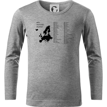 Chlapecké tričko Můj cestovní seznam - Evropa - Triko dětské Long Sleeve - 122 cm/6 let ( Tmavě šedý melír )