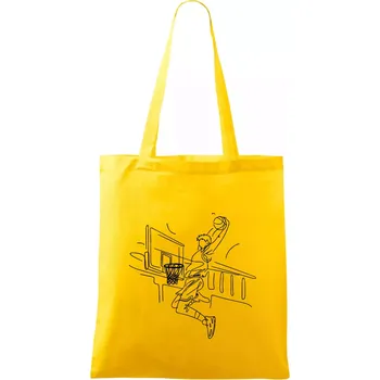 Nákupní taška Basketbalista jedním tahem - výskok - Taška bavlněná - 42 x 38 cm ( Žlutá )