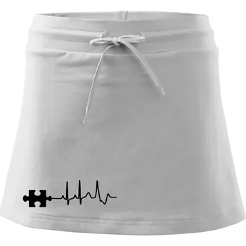 Dámská sukně EKG puzzle rozpojené - Sportovní sukně - two in one - XS ( Bílá )