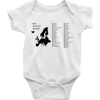 Kojenecké oblečení Můj cestovní seznam - Evropa - Body kojenecké s krátkým rukávem - Krátký r. 12-18 měs ( Bílá )