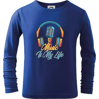 Chlapecké tričko Music is my life sluchátka - Triko dětské Long Sleeve - 122 cm/6 let ( Královská modrá )