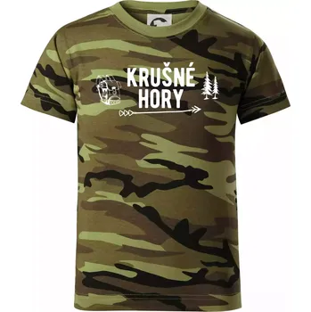 Chlapecké oblečení Krušné hory nápis - Dětské maskáčové triko - 134 cm/8 let ( Zelený maskáč )