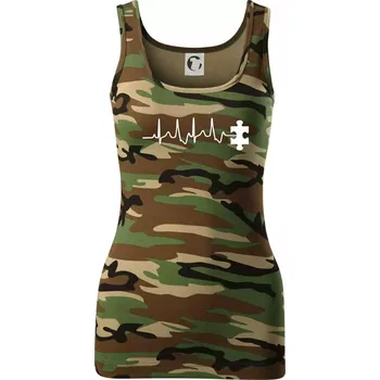 Dámské tričko EKG puzzle rozpojené - Dámské Maskáčové tílko - XS ( Hnědý maskáč )