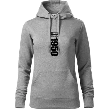 Dámská mikina Limited edition 1950 pruh - Mikina dámská Cape s kapucí - S ( Tmavě šedý melír )