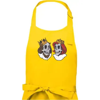 Kuchyňská zástěra King and Queen lebky - Pánská zástěra na vaření - Univerzální velikost ( Žlutá )