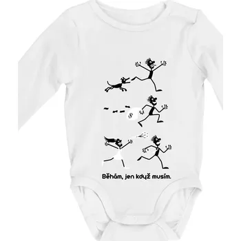 Kojenecký body Běhám jen když musím (Hana-creative) - Body kojenecké s dlouhým rukávem - Dlouhý r. do 3 měs ( Bílá )