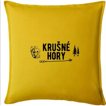 Polštář Krušné hory nápis - Polštář 50x50 - 50x50 - Pouze potah ( Žlutá )