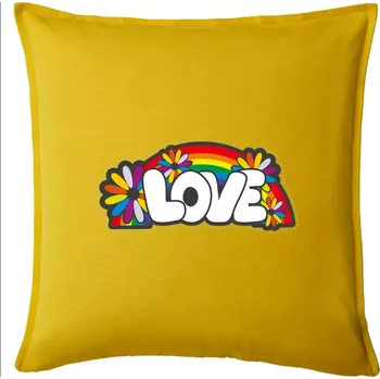 Polštář Love s duhou v pozadí - Polštář 50x50 - 50x50 - Pouze potah ( Žlutá )