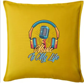 Polštář Music is my life sluchátka - Polštář 50x50 - 50x50 - Pouze potah ( Žlutá )