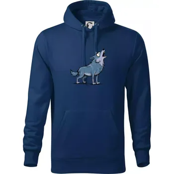 Pánská mikina Parové triko - Vlk a měsíc - Mikina pánská Cape s kapucí - L ( Půlnoční modrá )