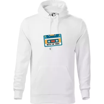 Pánská mikina Narozeniny kazeta Best of 1985 - Mikina pánská Cape s kapucí - 4XL ( Bílá )