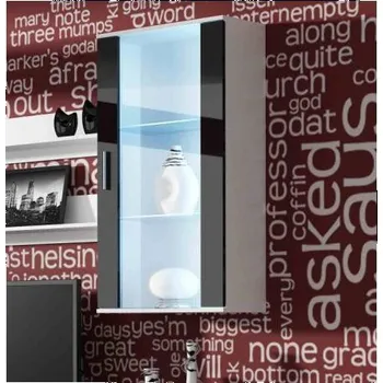 Knihovna Závěsná vitrína SOHO S2, bílý/černý lesk