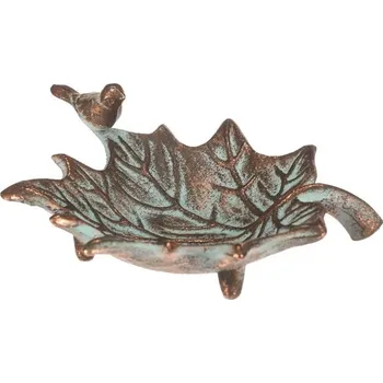 Pítko kovové - javorový list s ptáčkem, měděné