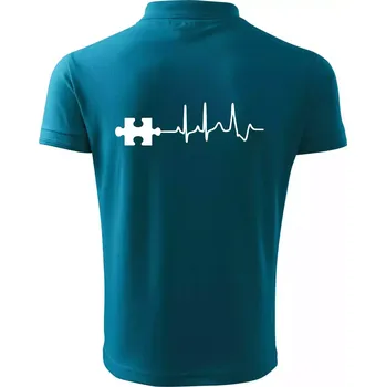 Pánská košile EKG puzzle rozpojené - Polokošile pánská Pique Polo 203 - 3XL ( Tmavý tyrkys )