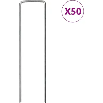 OMAXI Zemní kolíky tvaru U 50 ks 15 x 3,5 cm pozinkovaná ocel 804410