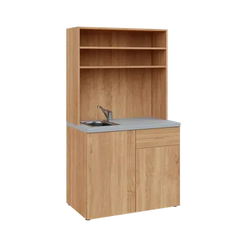 Kuchyňská pracovní deska KUCH - ERGO 0 kuchyňka otevřená (dřez + baterie + lednice), 1800x1000x600 mm, dub bardolino